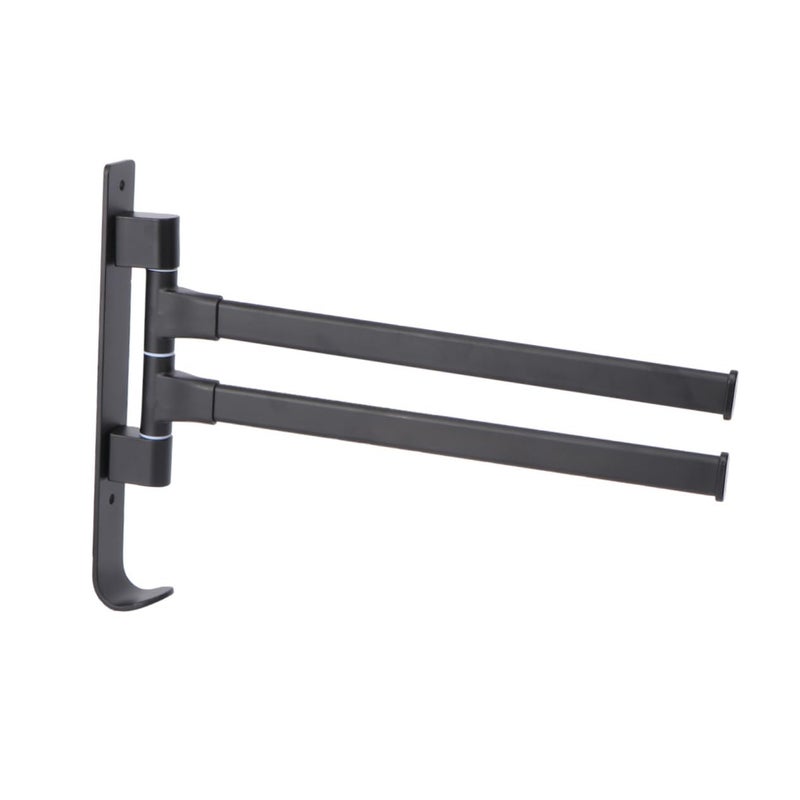 Aluminum Alloy Space Saving Rotating Towel Bar 30x24cm Wall Mounted Black - Image 2