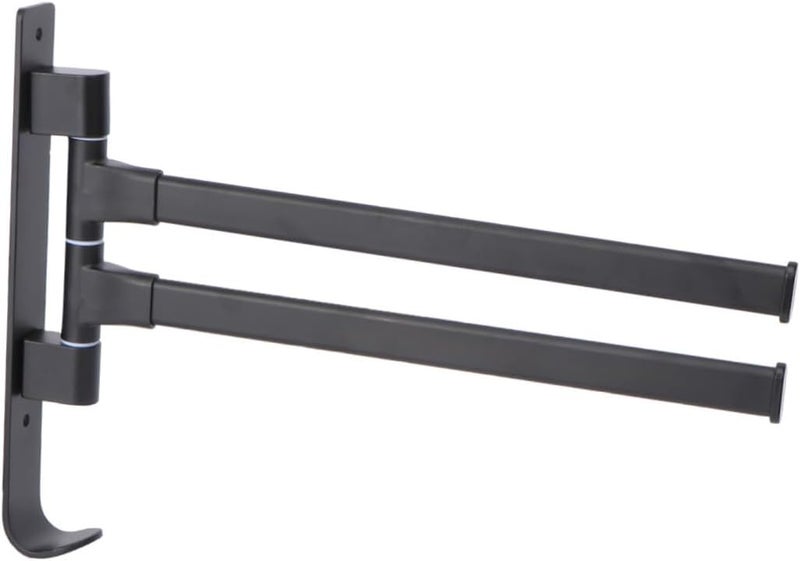 Aluminum Alloy Space Saving Rotating Towel Bar 30x24cm Wall Mounted Black - Image 1