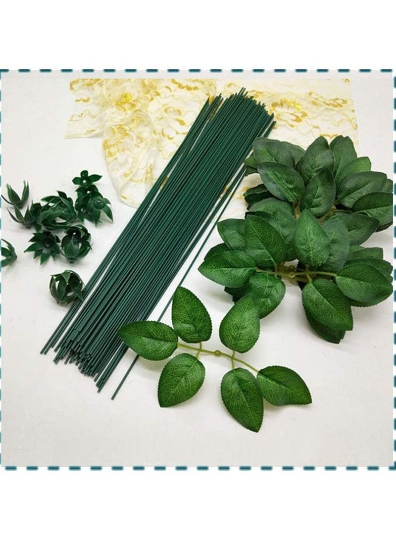 100Pcs 40cm Dark Green Floral Stem Wire, Flower Making Accessory  for DIY Bouquet Stem Wrapping and Crafts - Image 2