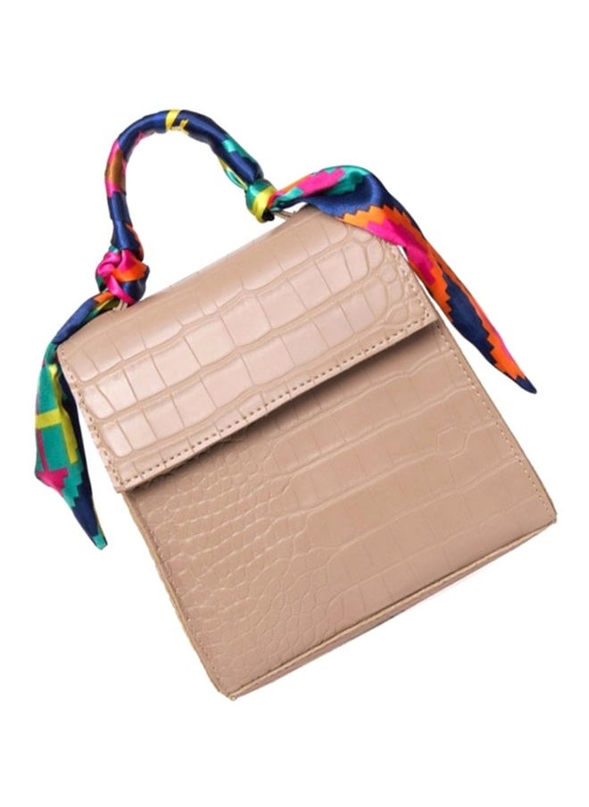 NIBEMINENT Scarf Design Satchel Bag Beige  - Image 2