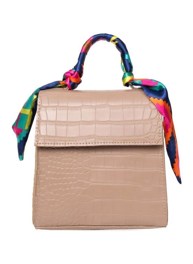 NIBEMINENT Scarf Design Satchel Bag Beige  - Image 1