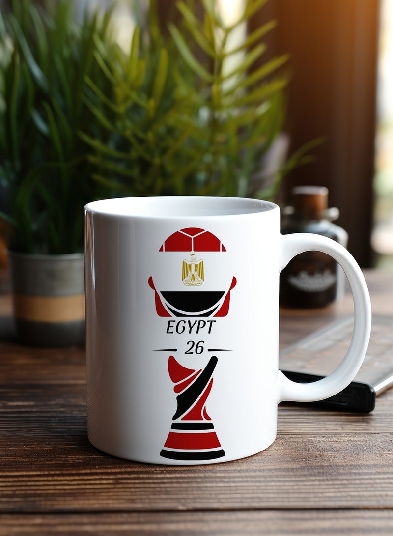LOWHA 11 oz Ceramic Mug World Cup 26 Egypt Flag Design - Image 2