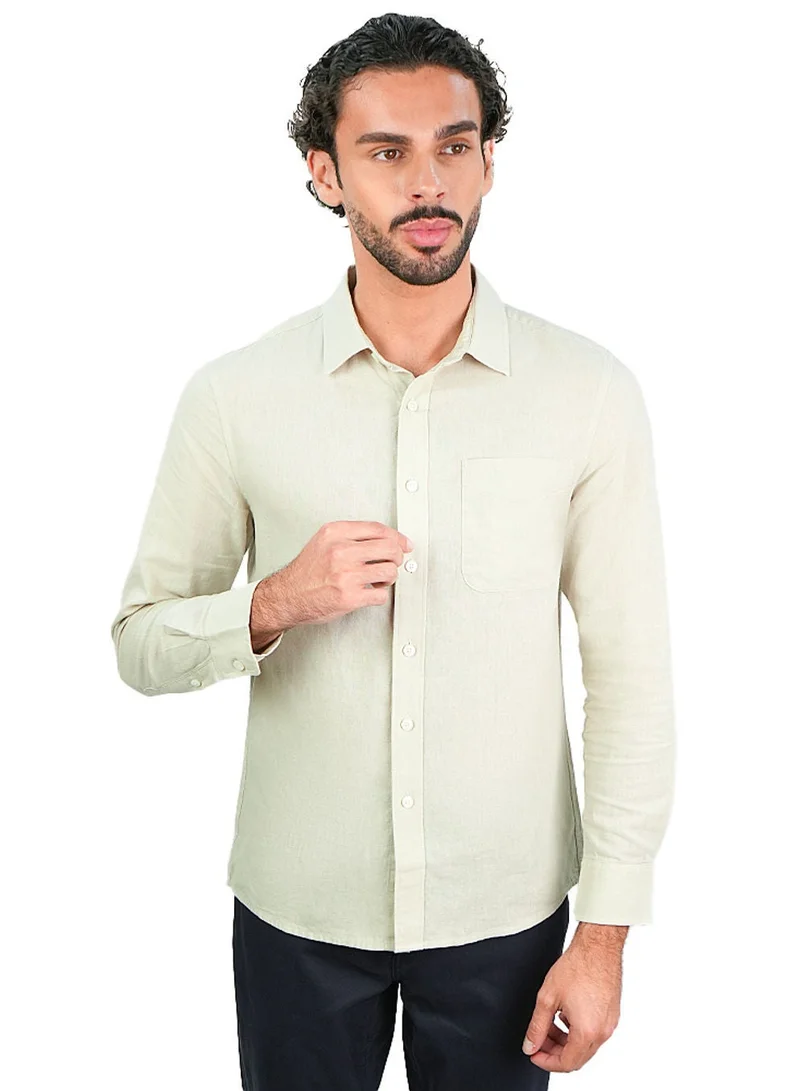 Men's Slim Linen Cotton Solid Shirt