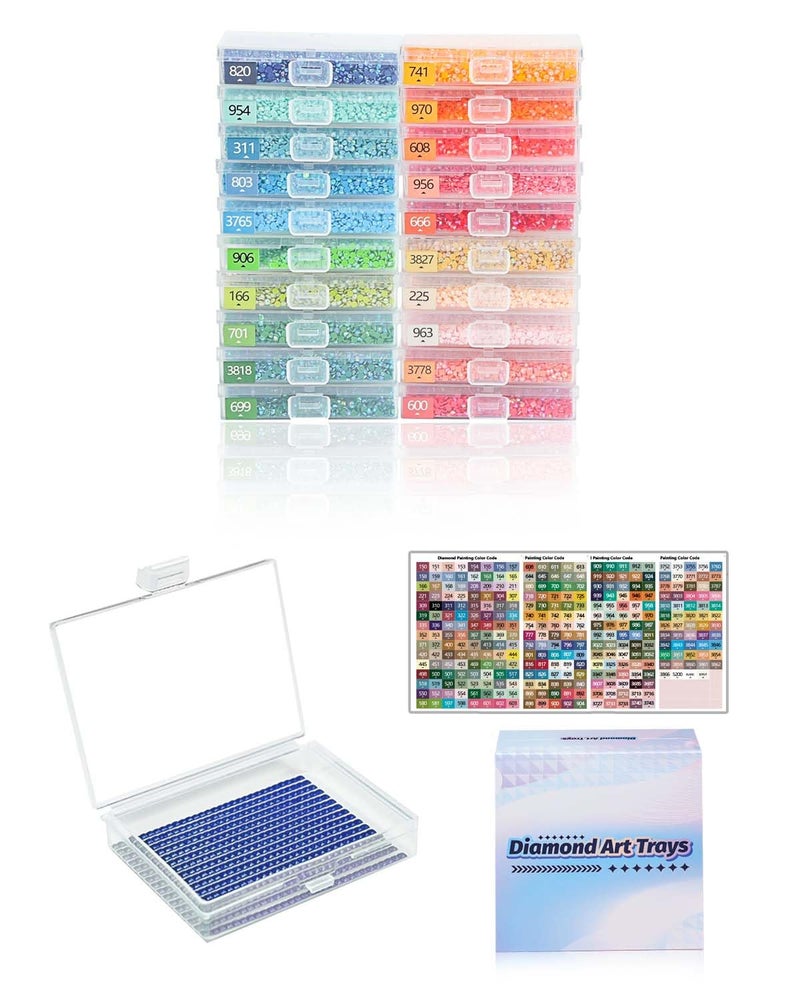 YBUTVY Diamond Art Trays with Lids, 20PCS Diamond Painting Trays with Lids ï¼† Diamond Art Storage, Gift Box Diamond Painting Accessories for Diamond Art Beads - Image 1