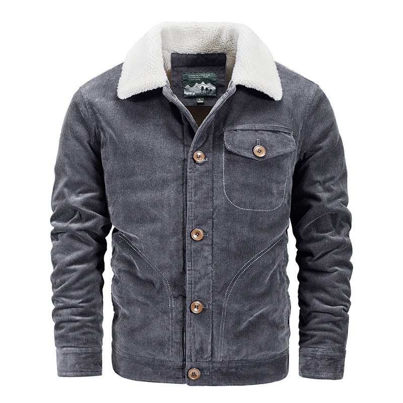 Corduroy Cotton-Padded Coat Men'S Casual Men'S Loose Plus Size Fleece-Lined Thickened Coat Men'S Cotton-Padded Coat - Image 1