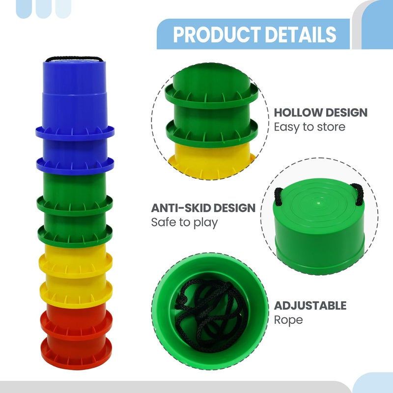 GISCO Stepping Bucket Balance Jumping Stilts Training Sports Toys for Kids (Set of 2) | Color - Blue | Stepper Toys | Steppers Agility Toy | Plastic Balancing Stilts - Image 2