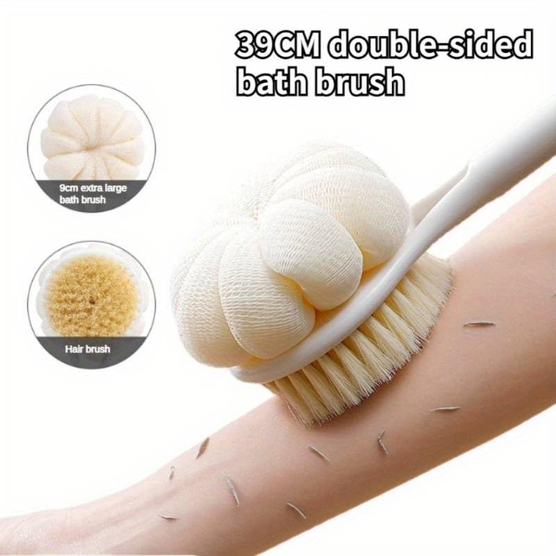 HOME CUBE Body Back Scrubber Brush with Bristles and Loofah Shower Brush Body Cleaner Exfoliating Scrubbers Bath Massage Cleaning Brush With Long Handle Double Sided Bath Brush - Image 3