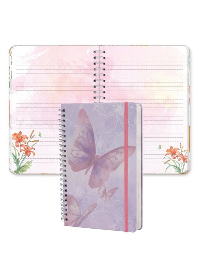 SIIXU Unique Floral Spiral Notebook - A5 Hardcover 160 Pages with Beautiful Art Pages, College Ruled for Memo Writing, Daily Poetry Journal, Junk Journal & School Supplies, Purple - Image 1