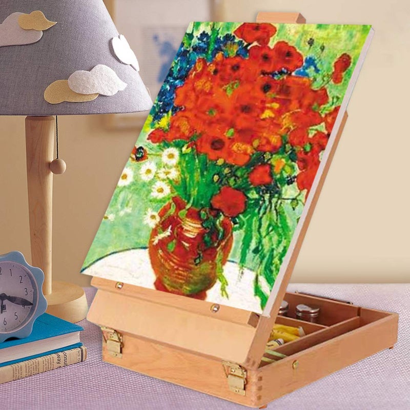 Miratuso Tabletop Art Easel for Painting, Premium Wooden Sketchbox, Portable Desktop Painting Easel for Student Artist Beginner - Image 5
