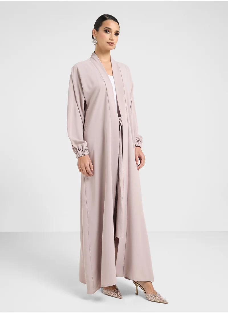 هيا كلوزيت Open Abaya Shirred Sleeve Abaya With Skirt