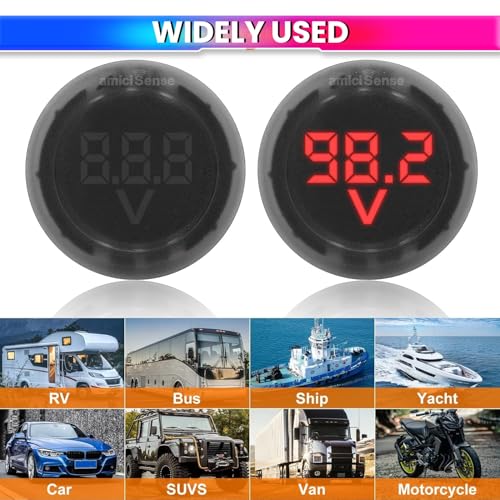 amiciSense DC 5~100V Voltmeter, 3-Digit LED Digital Display Voltage Detector for Bike Battery Voltage Monitoring - Image 3