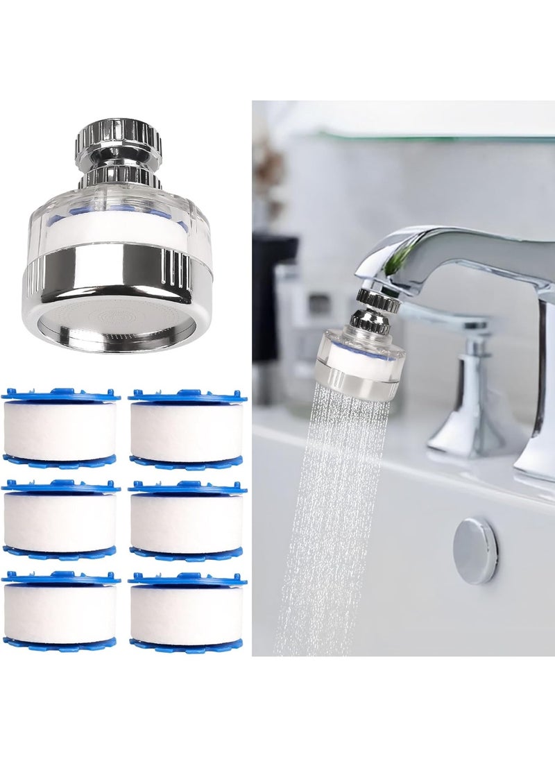 7Pcs Sink Water Filter with Filter Elements Set, Universal Sink Faucet Filter 360°Rotating, Sink Faucet Filter Removes Fluoride Hard Water, Tap Water Filter for Home Kitchen Sink - Image 1