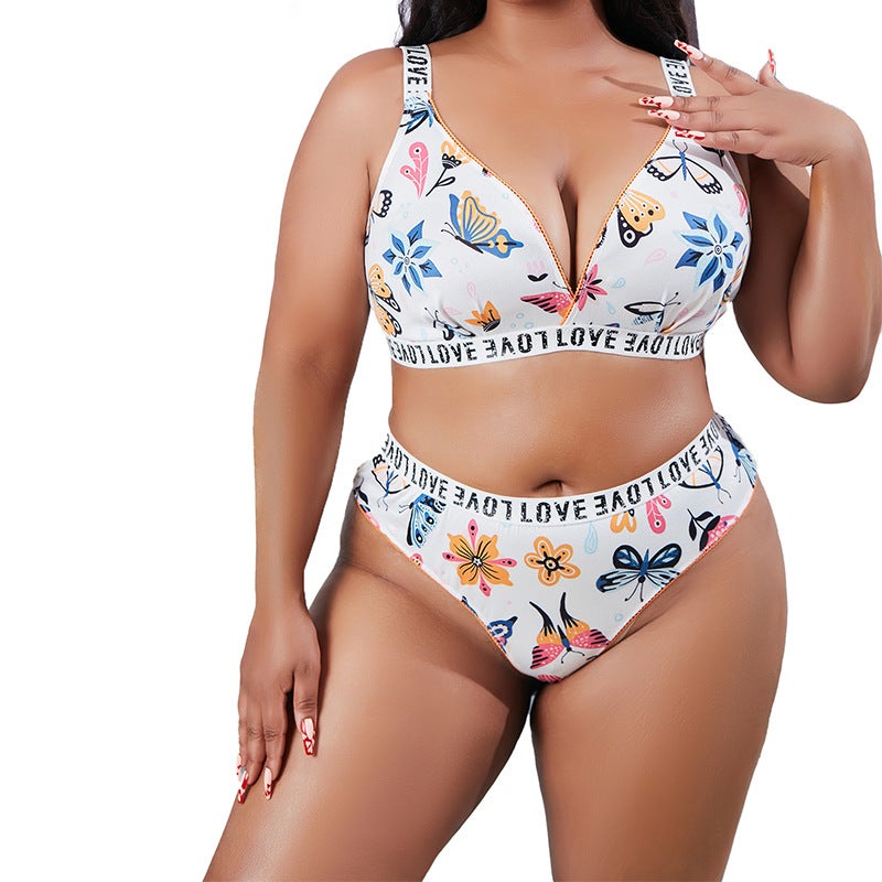 Plus Size Butterfly Floral Sexy Bra - Image 2