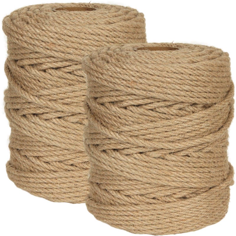 656 Ft x 6 MM Natural Jute Twine 14 Heavy Duty Hemp Rope 100 Natural Twisted Twine Hemp Rope for Cat Tree TowerStrong Burlap Cord for DIY Crafts Gardening Hammock Home Decorating Gift Wrapping