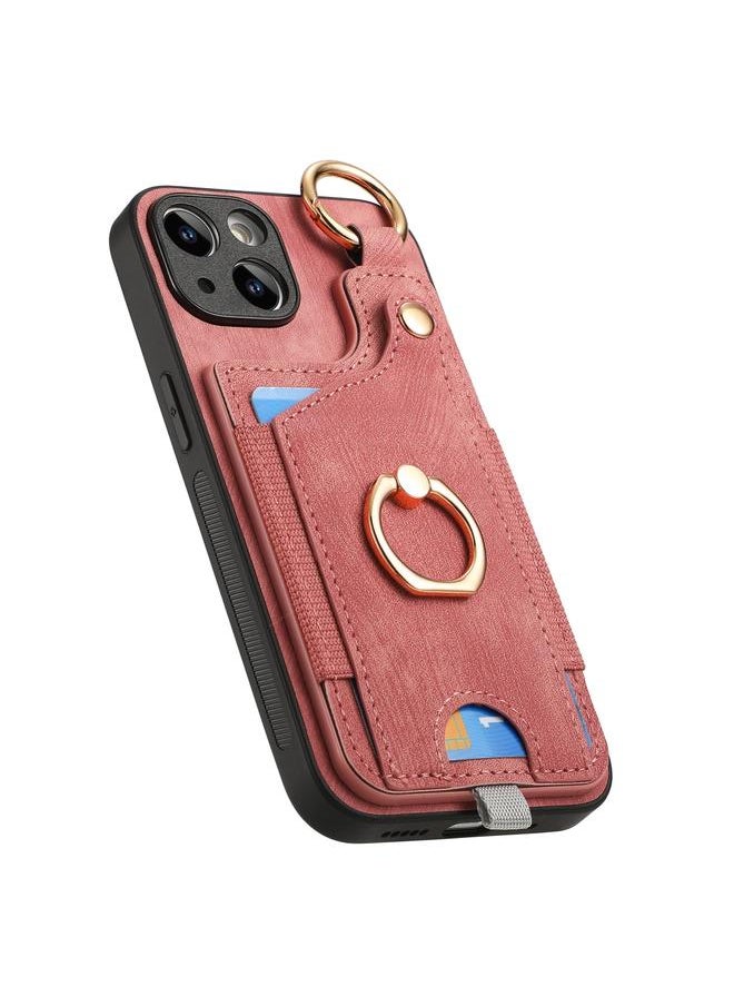 erorex - Case For iPhone 14 Plus Retro Skin-feel Ring Card Bag Phone Case with Hang Loop - Image 1