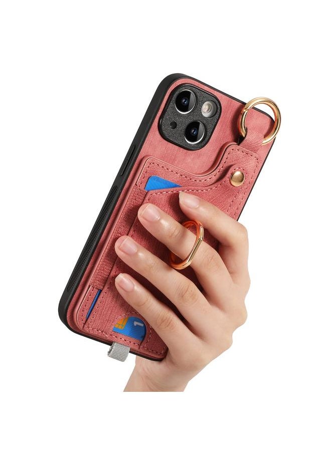 erorex - Case For iPhone 14 Plus Retro Skin-feel Ring Card Bag Phone Case with Hang Loop - Image 1