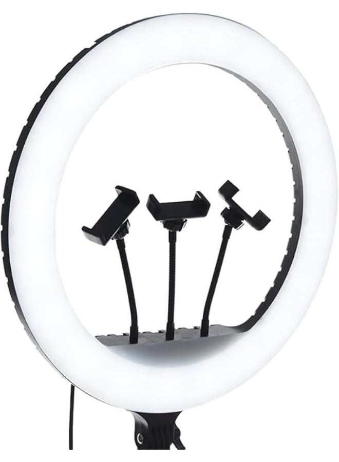 RL-18 LED Ring Light 45cm – 360° Rotatable with 3 Phone Holders, Remote Control & 2.1M Adjustable Stand (2700K–6500K) - Image 4