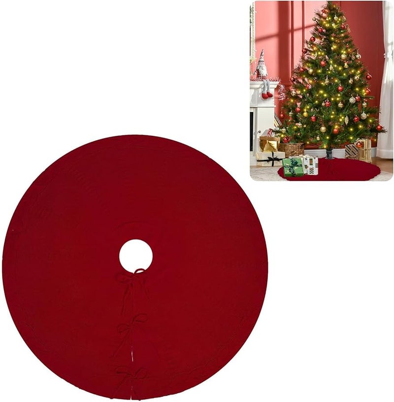 تنورة شجرة عيد الميلاد البيضاء المستديرة مقاس 24 بوصة، زخرفة منزلية أنيقة محبوكة للإجازات - Image 3