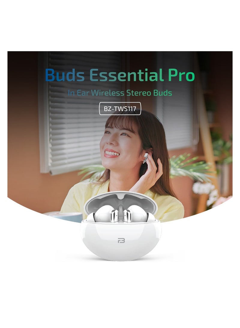 BRIZLER Wireless Stereo Earbuds Bluetooth 5.3, Hand Free Call, Lightweight Comfort Fit Headphones, White  - Image 3