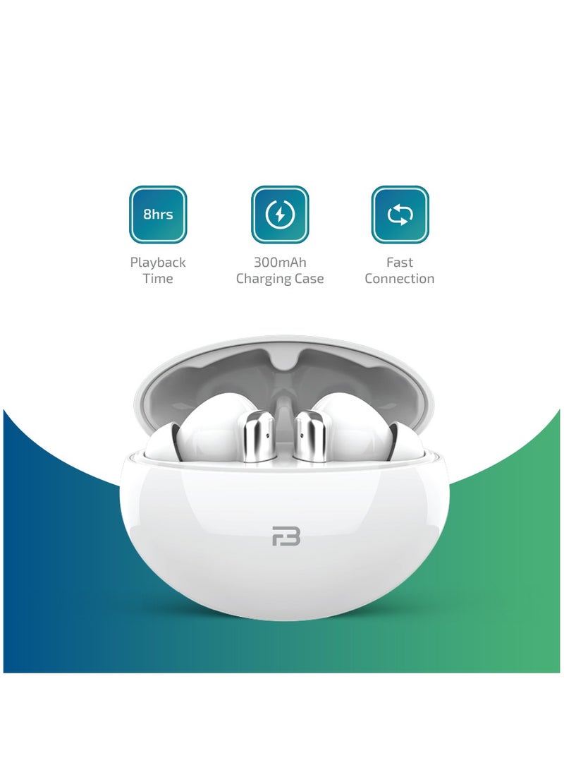 BRIZLER Wireless Stereo Earbuds Bluetooth 5.3, Hand Free Call, Lightweight Comfort Fit Headphones, White  - Image 2