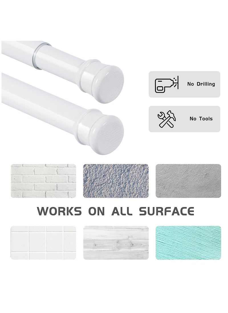 Rubik - Shower Curtain Rod Adjustable 110-200cm, Thick & Extendable Telescopic Length Tension Bar Painted Surface No Drill Type for Bathroom Shower Bathtub Cabinet (110 x 200 cm, White) - Image 1