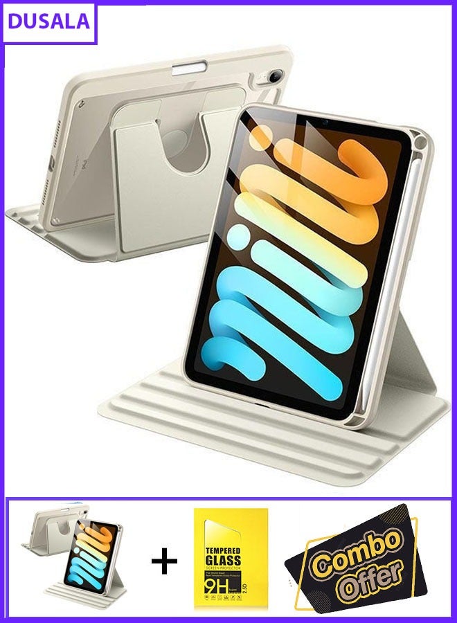 DUSALA 2 in 1 Rotating Case for iPad mini 5 2019 (5th Generation 7.9 inch) with Pencil Holder,360 Degree Rotation Protective Stand Slim Cover Clear Back, Auto Wake/Sleep with Tempered Glass - Image 1
