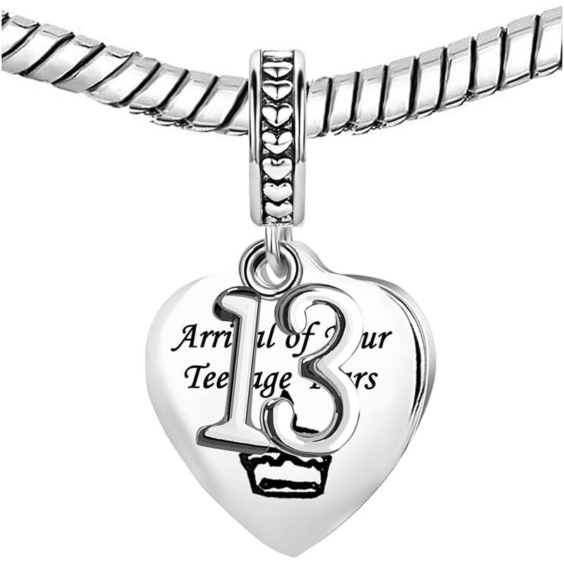 KunBead 13 Happy Birthday Cake Heart Dangle Charms Compatible with Pandora Bracelet for Sister Daughter Niece Granddaughter - Image 3