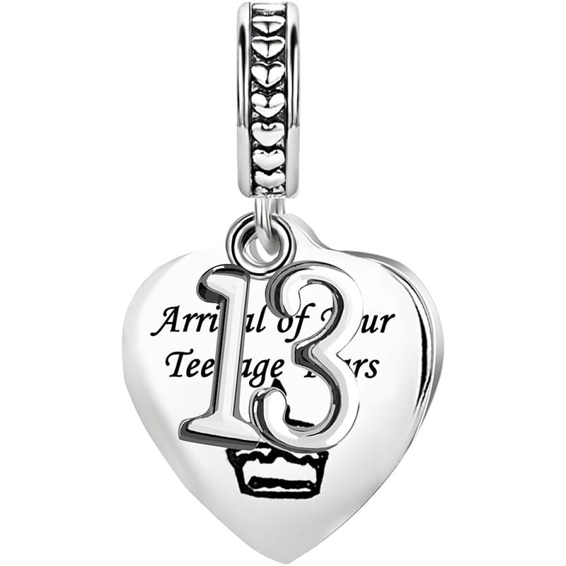 KunBead 13 Happy Birthday Cake Heart Dangle Charms Compatible with Pandora Bracelet for Sister Daughter Niece Granddaughter - Image 2