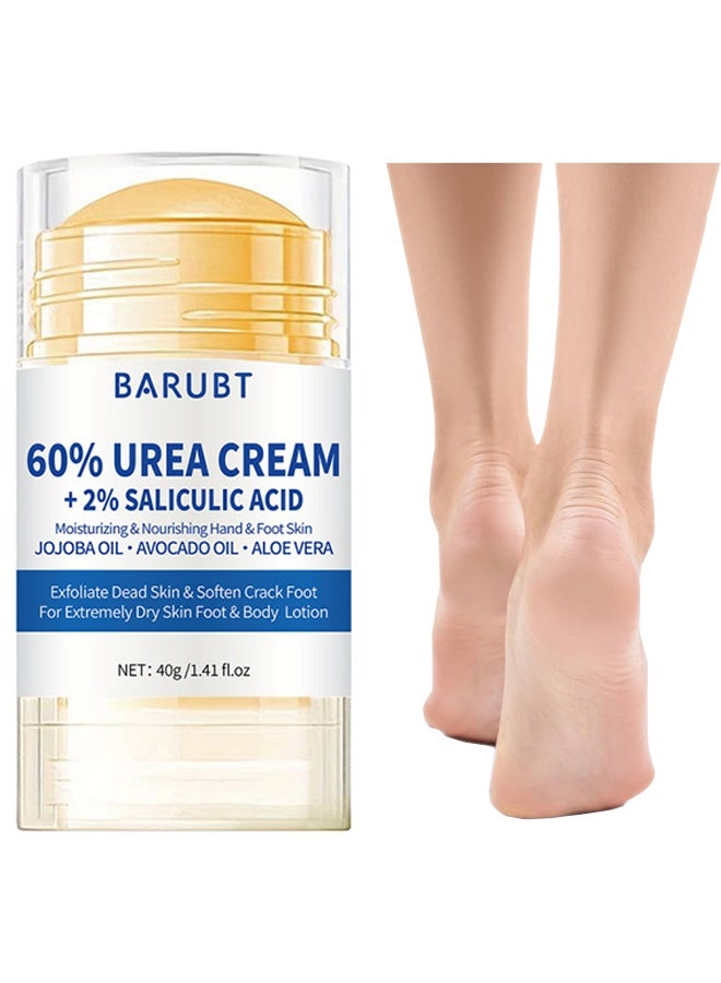 BARUBT 60% Urea Cream + 2% Saliculic Acid Foot Cream - Urea Cream for Feet Moisturizer for Dry Cracked Feet Knees Elbows Hands - Heel Balm Stick Aloe Vera, Beeswax, Urea Foot Cream Smoothing Skin 40g - Image 1