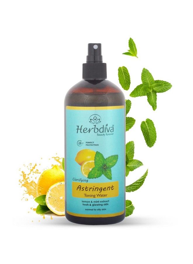 Herbdiva Clarifying Astringent Toning Water 500Ml ; 24 Hour Fresh Skin Perfect Protection ; Enriched With Lemon & Mint Extractfresh & Glowing Skin - Image 1