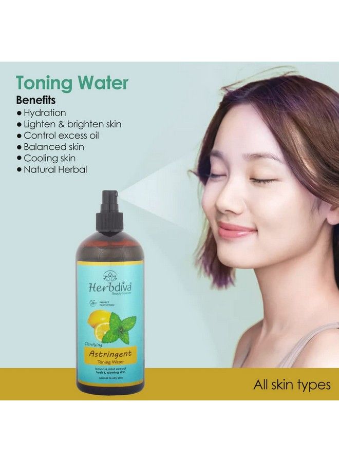 Herbdiva Clarifying Astringent Toning Water 500Ml ; 24 Hour Fresh Skin Perfect Protection ; Enriched With Lemon & Mint Extractfresh & Glowing Skin - Image 5