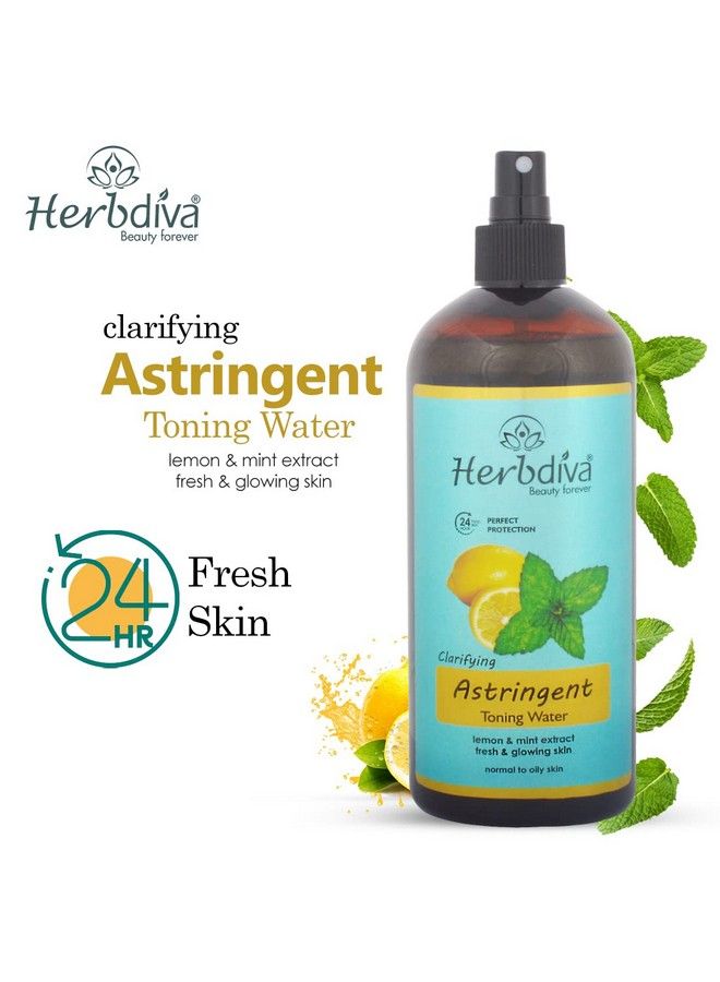Herbdiva Clarifying Astringent Toning Water 500Ml ; 24 Hour Fresh Skin Perfect Protection ; Enriched With Lemon & Mint Extractfresh & Glowing Skin - Image 3