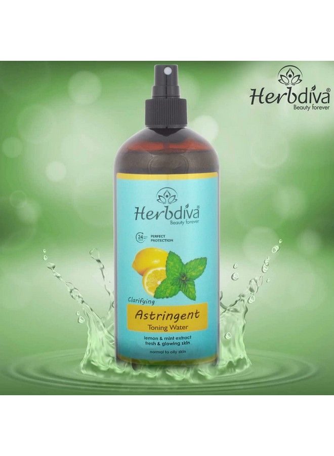 Herbdiva Clarifying Astringent Toning Water 500Ml ; 24 Hour Fresh Skin Perfect Protection ; Enriched With Lemon & Mint Extractfresh & Glowing Skin - Image 4