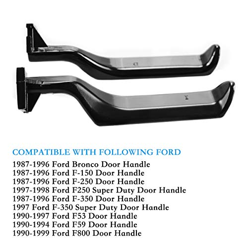 YMHHefy Black Interior Metal Door Handle Front Left Driver Passenger Compatible with 1987-1996 Ford Bronco F150 F250 F350 F53 F59 F800 E7TZ-1522601-A E7TZ-1522600-A 77177 77178 2Pcs - Image 5
