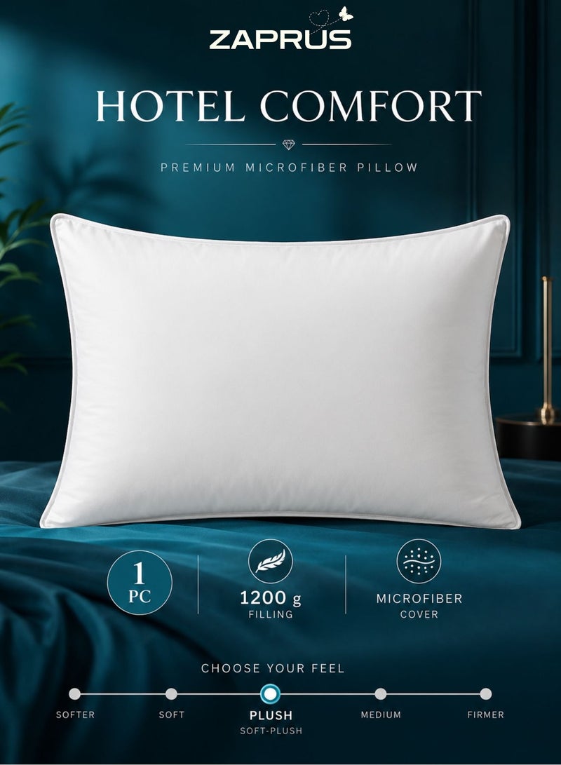 Zaprus Original Pillow for Sleeping 75x50 cm 1200g Pack of 1 Down Alternative Pillows Soft Cooling Comfort Anti-Allegy Hotel Quality Bed Pillow for Supportive and Deep Sleep (Single White Brim) - Image 1
