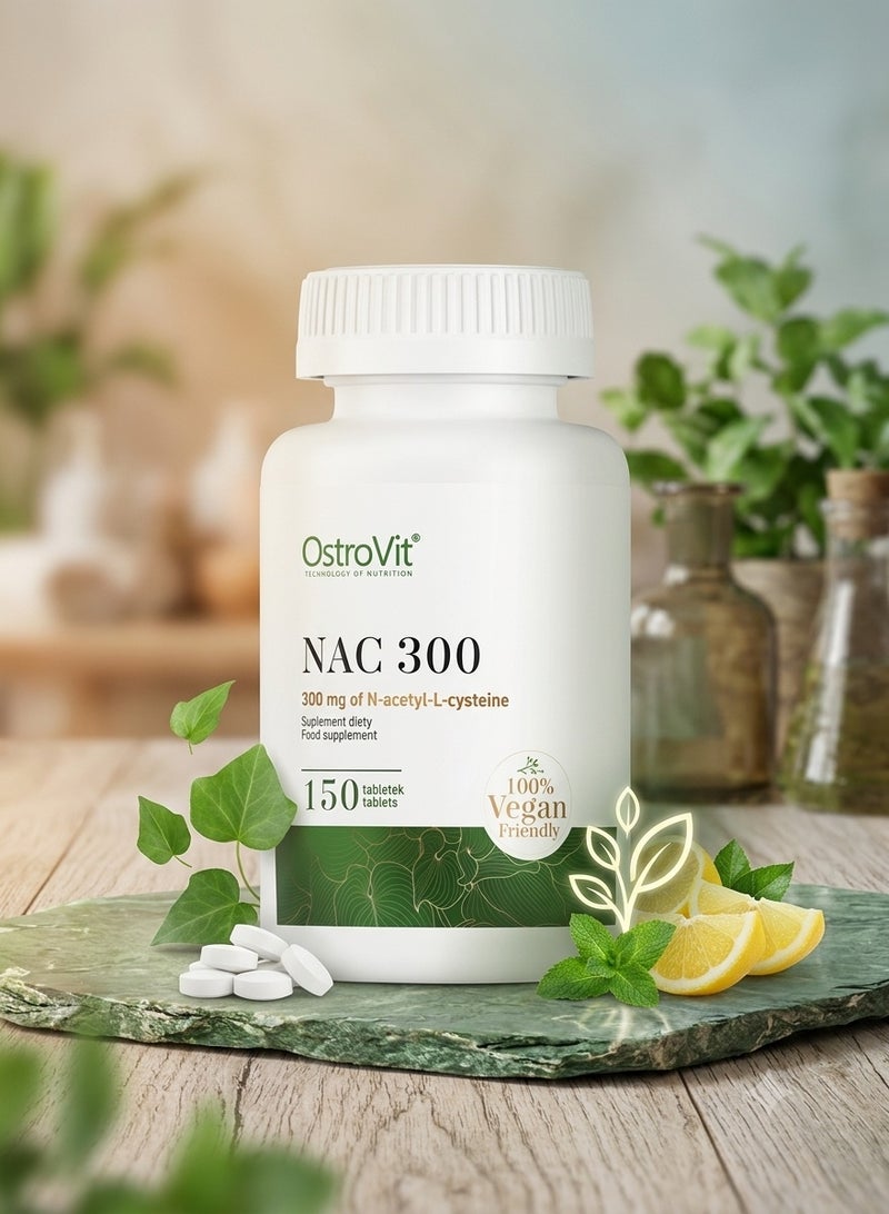 أوستروفيت مكمل NAC 300 بتركيز 300 مجم 150 قرص (100 جم) – إن-أسيتيل سيستئين لدعم مضادات الأكسدة وصحة الخلايا - Image 1