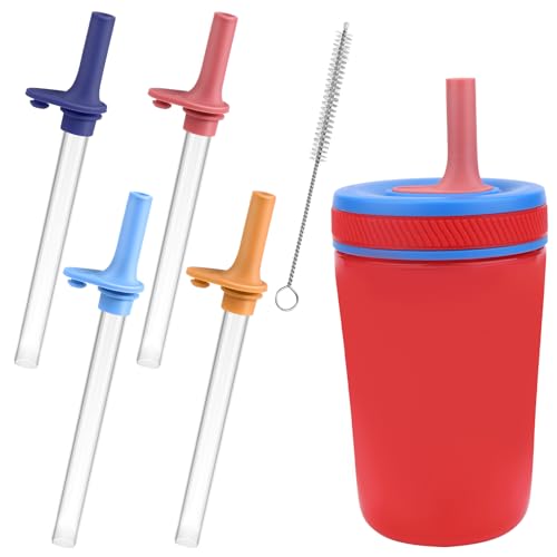 XANGNIER Replacement Straws and Bite Valve Compatible with Zak Designs Kelso 15 oz Tumbler Water Bottle4 Pcs Reusable Silicone Straws with Cleaning Brush for Zak Designs Kelso 12 oz Cups