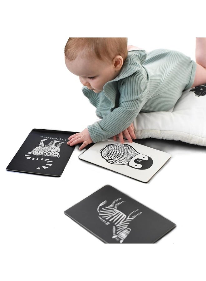 Wee Gallery Black and White Art Flash Cards for Babies, High Contrast Educational Animal Picture Cards, Baby Visual Stimulation, Brain and Memory Development in Infants and Toddlers - B&W Animals - Image 1