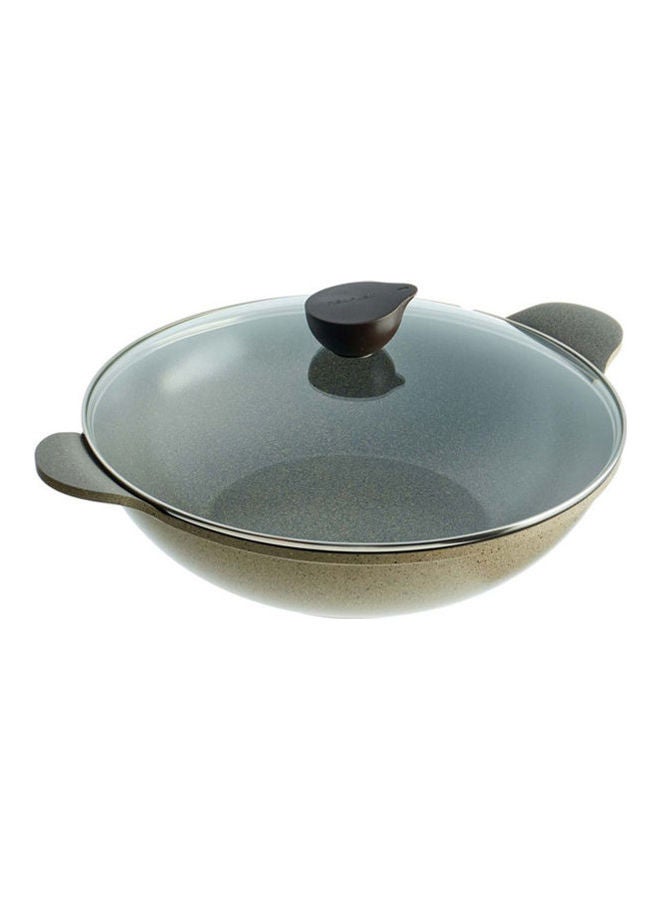 Granite Cooking Wok With Lid Granite 36cm