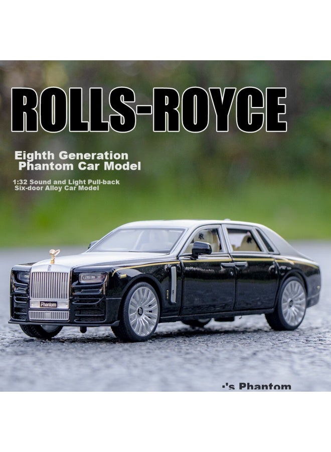 Black Mamba 1：32 Rolls-royce Phantom Alloy Car Model Realistic Luxury Toy Car Gift For Boys And Girls, Black - Image 1