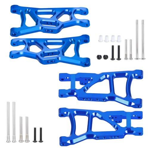 JGGZONE 4PCS Aluminum Front & Rear Suspension A-Arms Set Alloy Front Lower Swing Arm Kits Replacement for 1/10 Traxxa Slash 2WD RC Short Course Truck Upgrade Parts - Image 1