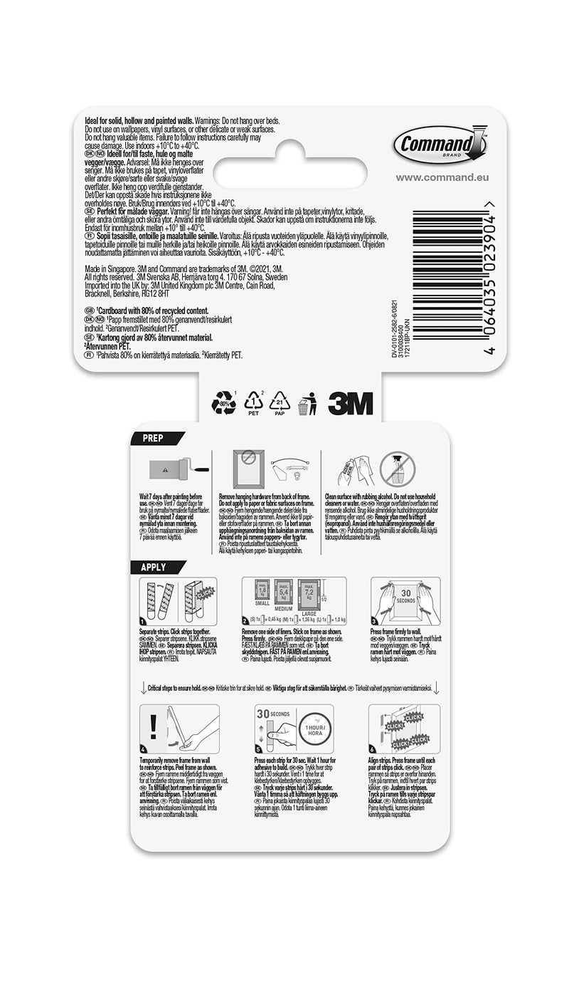 Command Picture Hanging Strips, Value Pack - 8 Pairs of Large (16 Strips), 6 Pairs of Medium (12 Strips), 4 Pairs of Small (8 Strips) - for Pictures, Frames, Mirrors, Wall Decor - Damage Free Hanging - Image 2