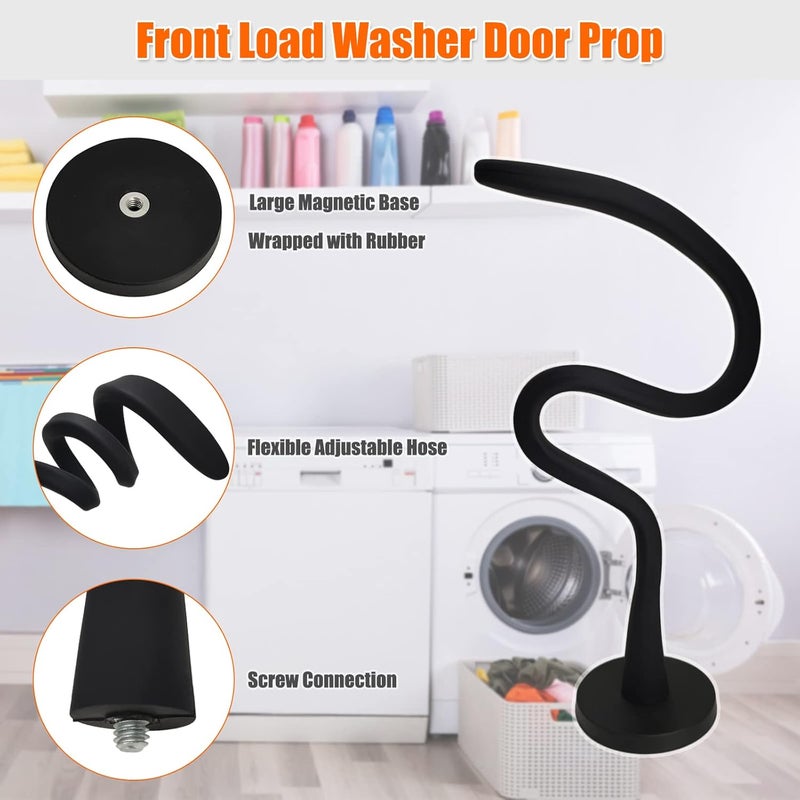 eHuangTools Front Load Washer Door Prop, Removable Flexible Washer Door Stopper, Magnetic Washing Machine Door Holder with 66mm Magnet Base, Keep Washer Door Open to Prevent Odors (Black) - Image 2