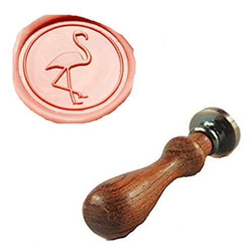 MNYR Flamingo Wax Seal Stamp - Copper & Rosewood Handle - 1" Diameter - Wedding Invitations, Gift Wrapping & More - Image 1