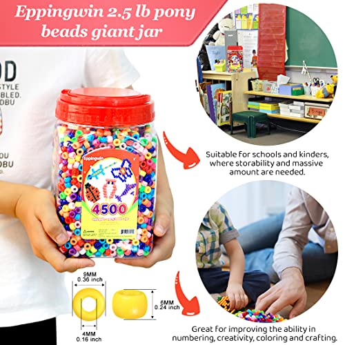 Eppingwin 2.5 lb Wholesale Large Pony Beads (6x9 mm) Bucket, Easy Storage Beads Bulk, Over 4500 Pony Bead for Jewelry Making, Crafts - Image 2