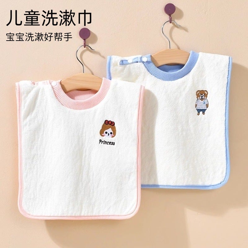 Children'S Washcloth Baby Embroidered Saliva Towel Kindergarten Face Towel Waterproof Bib Infant Bib Multi-Purpose - Image 2