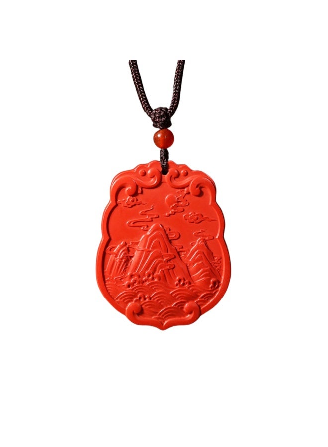 Qianshan Fortune-bearing Pig Pendant For Women And Men, Green Jade And Cinnabar Necklace - Image 2