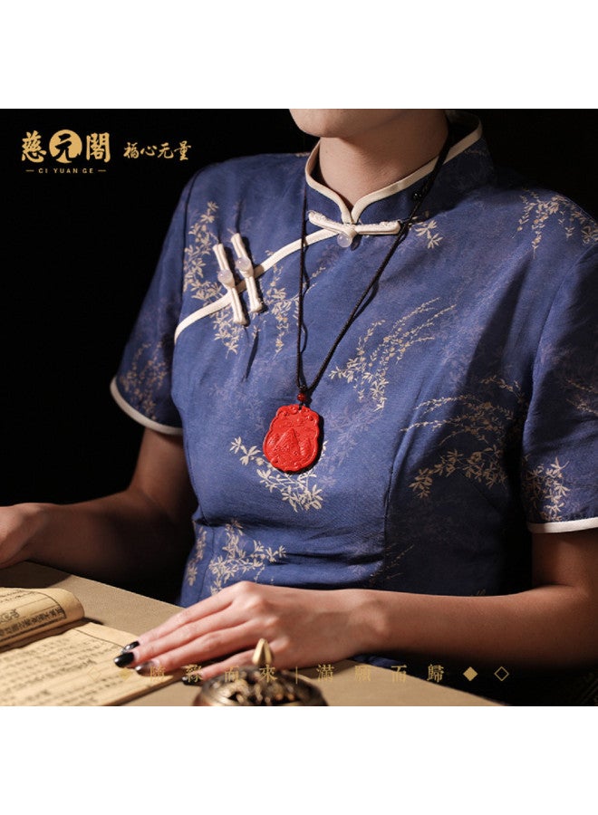 Qianshan Fortune-bearing Pig Pendant For Women And Men, Green Jade And Cinnabar Necklace - Image 4