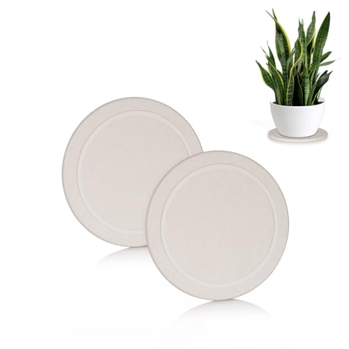 Creproly Plant Saucer Flower Pot Saucers Plant Trays for Pots Instant Dry Diatomaceous Earth Round Plant Drip Trays for Indoors Keeping Counter and Floors Dry and Clean (2Pcs White Small) - Image 1
