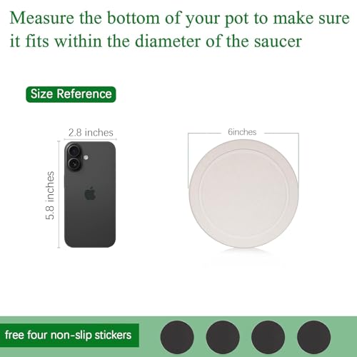 Creproly Plant Saucer Flower Pot Saucers Plant Trays for Pots Instant Dry Diatomaceous Earth Round Plant Drip Trays for Indoors Keeping Counter and Floors Dry and Clean (2Pcs White Small) - Image 2